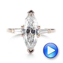 14k Rose Gold Custom Three Stone Diamond Engagement Ring - Video -  103650 - Thumbnail