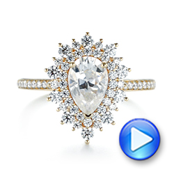 14k Yellow Gold Custom Double Halo Diamond Engagement Ring - Video -  103825 - Thumbnail