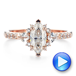 14k Rose Gold Custom Pear And Marquise Diamond Engagement Ring - Video -  104172 - Thumbnail