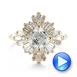 18k Yellow Gold Custom Vintage Style Asscher Diamond Engagement Ring - Video -  104398 - Thumbnail
