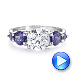  Platinum Custom Alexandrite And Diamond Five Stone Engagement Ring - Video -  104691 - Thumbnail
