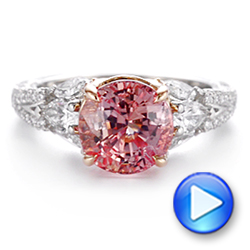  Platinum And 18k Rose Gold Two-tone Padparadscha Sapphire And Diamond Engagement Ring - Video -  104861 - Thumbnail