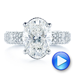 Platinum Oval Pave Diamond Engagement Ring - Video -  105870 - Thumbnail