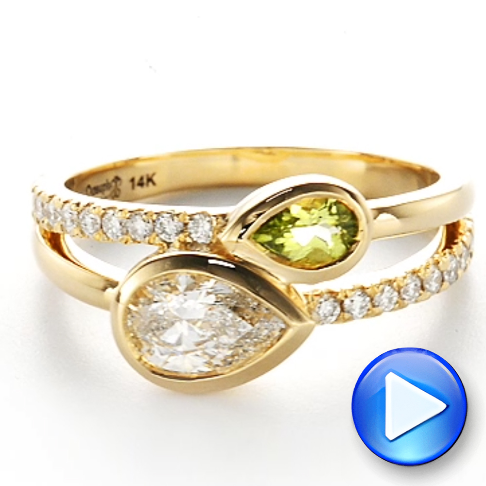 14k Yellow Gold Toi Et Moi Split Shank Engagement Ring - Video -  107434 - Thumbnail