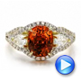 14k Yellow Gold And 14K Gold Custom Orange Sapphire Engagement Ring - Video -  100117 - Thumbnail