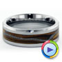 Men's Tungsten Ring With Tiger Eye Wood Inlay - Video -  1349 - Thumbnail