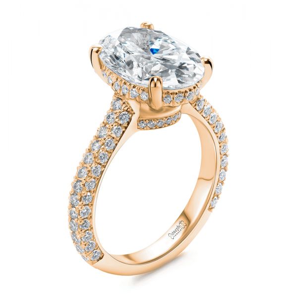 Pave and Hidden Halo Diamond Oval Engagement Ring - Image