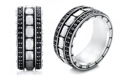 Custom Patterned Black Sapphire Wedding Ring