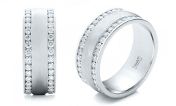 Custom Diamond Rail Platinum Wedding Ring