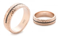 Custom Black Diamond and Rose Gold Wedding Ring