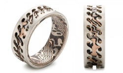 Custom Mokume Gane Wave Wedding Ring