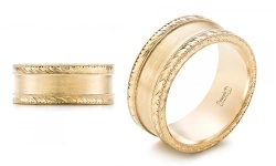 Custom Hand Engraved Brushed Gold Wedding Ring