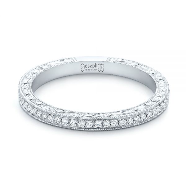 April Birthstone - Custom Diamond And Hand Engraved Wedding Band