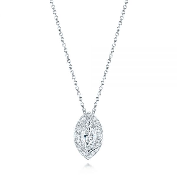 April Birthstone - Marquise Diamond Halo Pendant