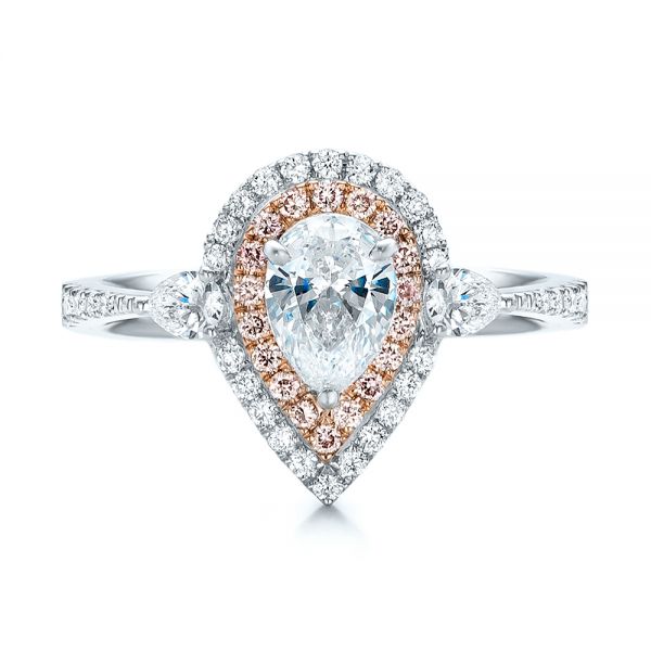 Double Halo White And Fancy Pink Diamond Engagement Ring