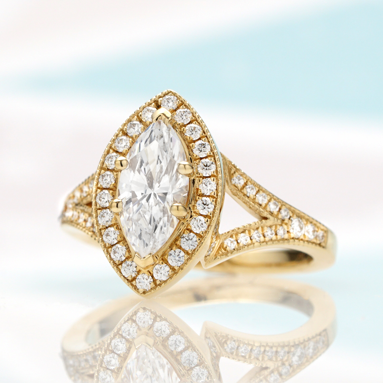 Custom Vintage Halo Engagement Ring
