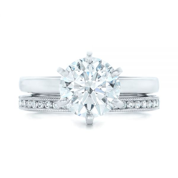 Custom Solitaire Platinum Diamond Wedding Set