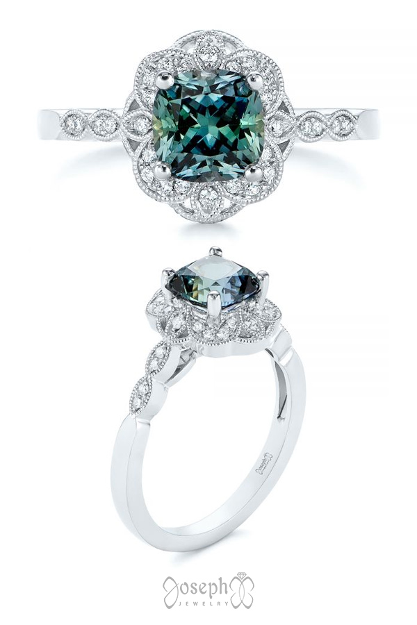 Custom Moissanite and Hidden Halo Diamond Engagement Ring 105119