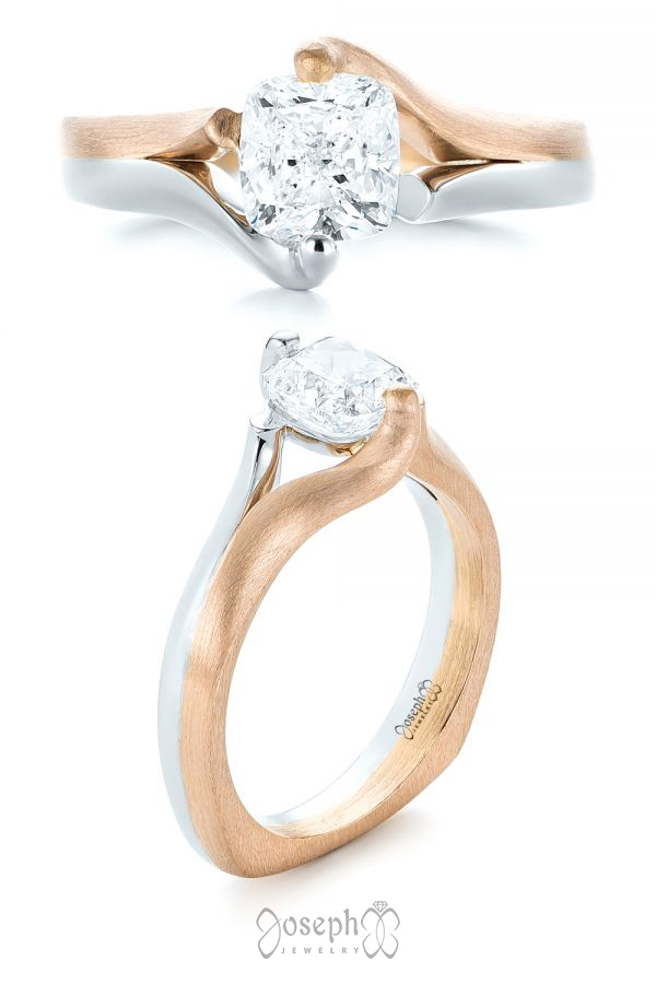 Custom Two-tone Solitaire Diamond Engagement Ring