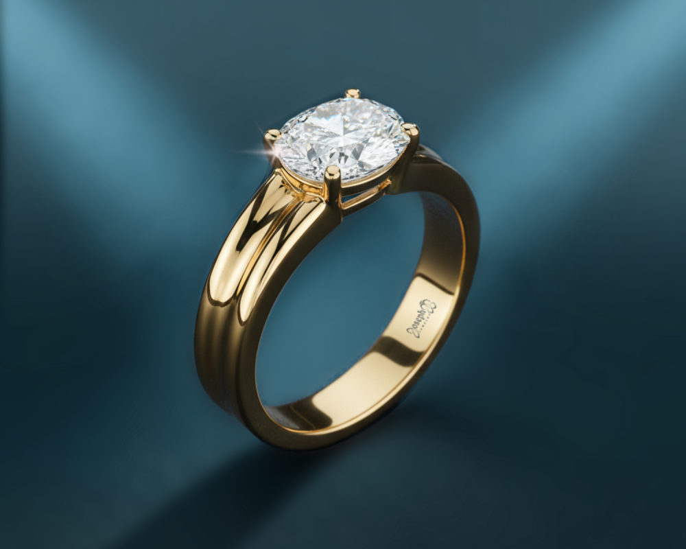 Low Profile Oval East-west Diamond Engagement Ring