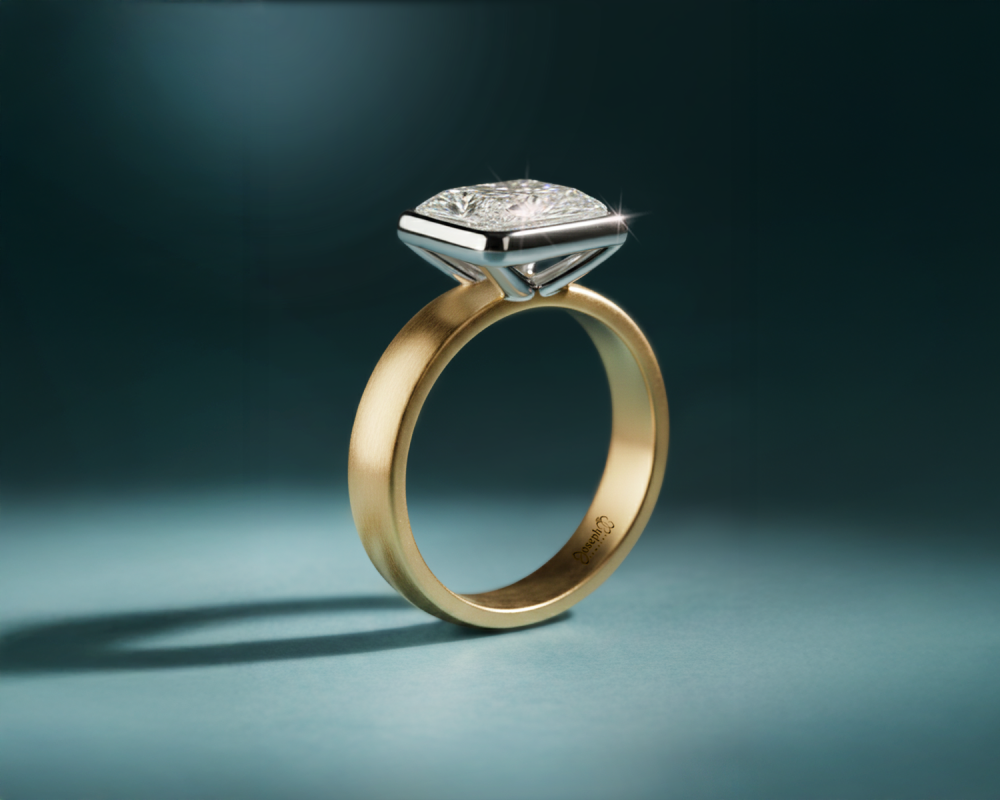 Two Tone East-west Radiant Diamond Engagement Ring