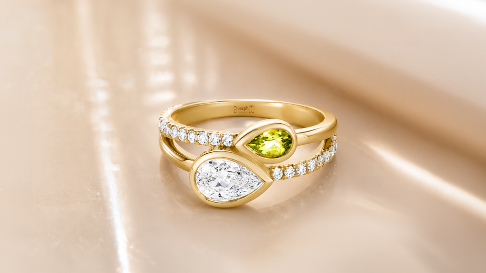 Peridot and Diamond - Toi et Moi Ring