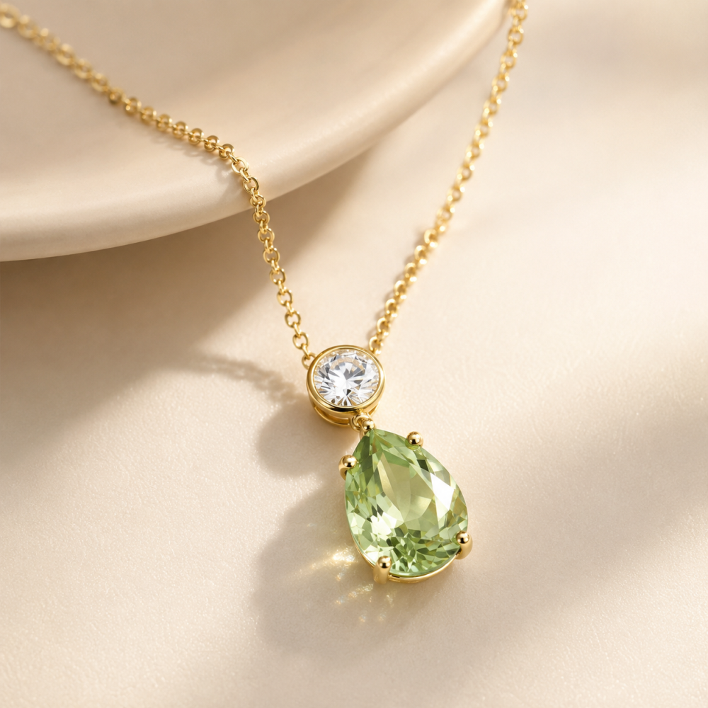 Green Sapphire and Diamond Pendant