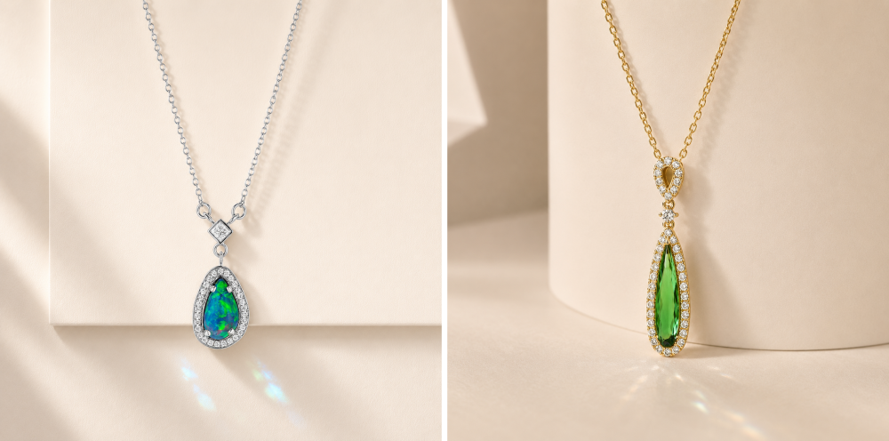 Opal Necklace - Green Tourmaline Necklace