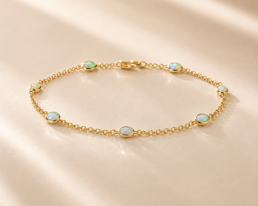 Opal Station Chain Bracelet