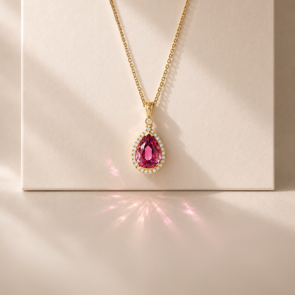 Pink Tourmaline and Diamond Necklace