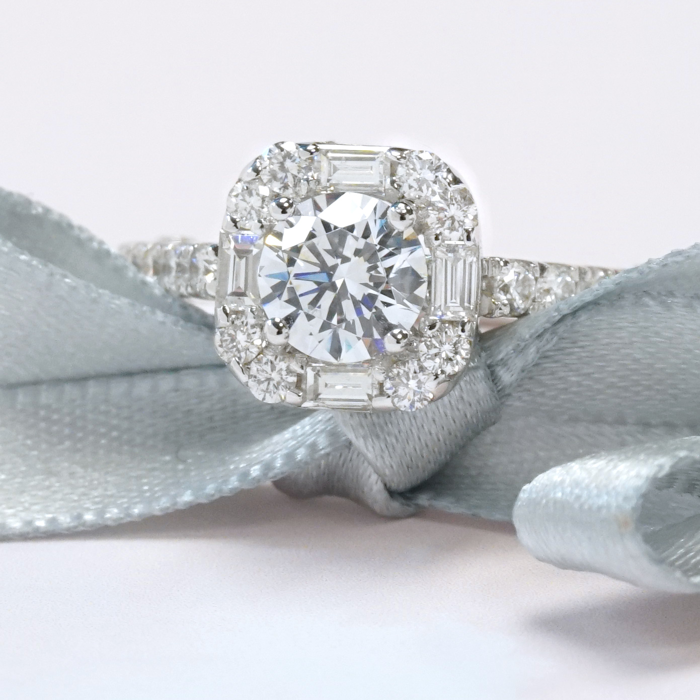 Joseph Jewelry Custom Mixed Cut Halo Diamond Engagement Ring
