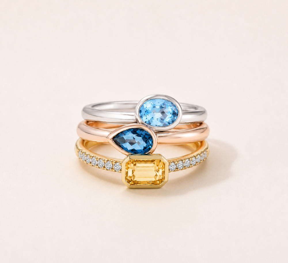 Citrine and Topaz Ring Stack