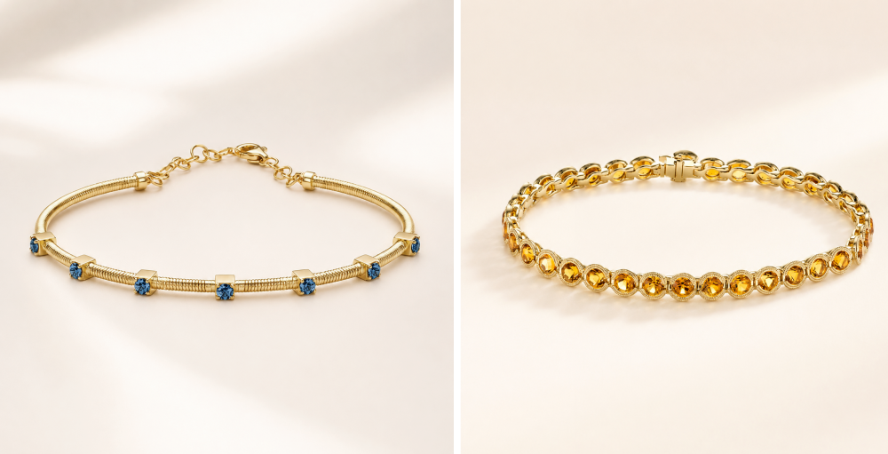Topaz station bracelet and Citrine Vintage Bracelet