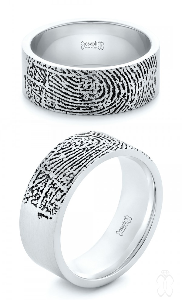 Custom Men's Engraved Fingerprint Wedding Band