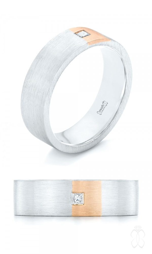 Custom Contemporary Two-Tone Diamond Men's Wedding Band