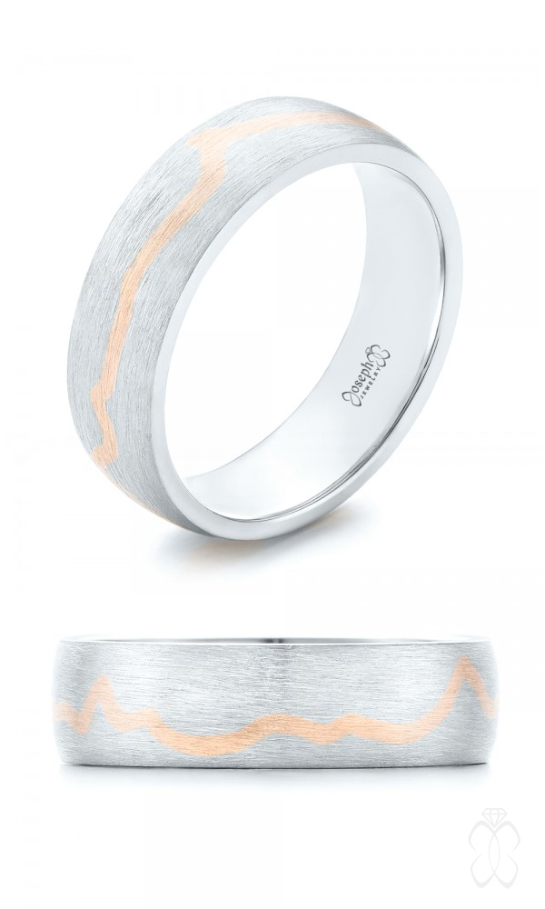 Custom Two-Tone Mountain Range Brushed Wedding Band