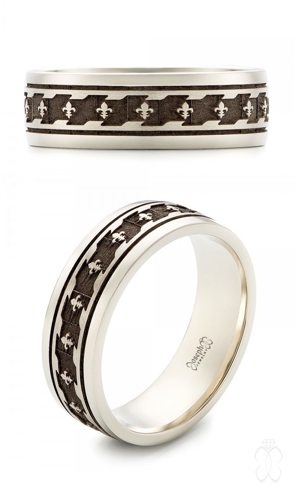 Custom Fleur-de-lis Engraved Men's Wedding Band