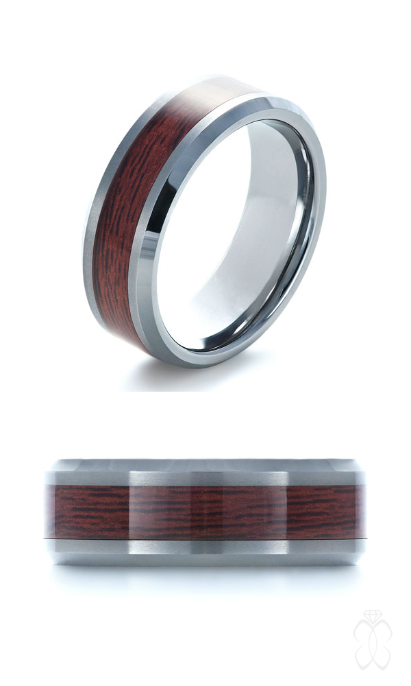 Custom Tungsten and Wood Inlay Wedding Ring