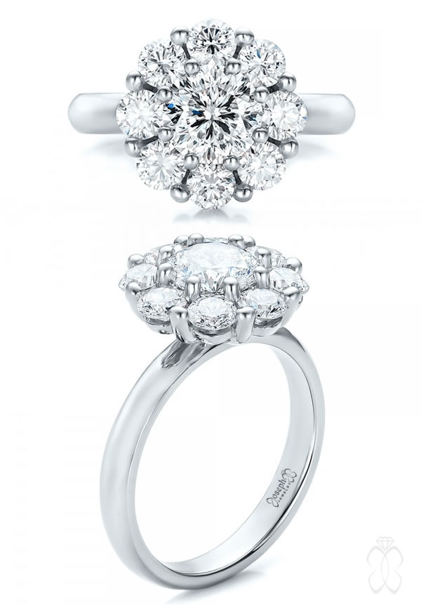 Joseph Jewelry Custom Diamond Flower Halo Engagement Ring