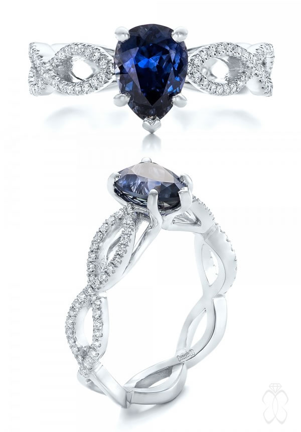 Joseph Jewelry Custom Blue Sapphire and Diamond Engagement Ring