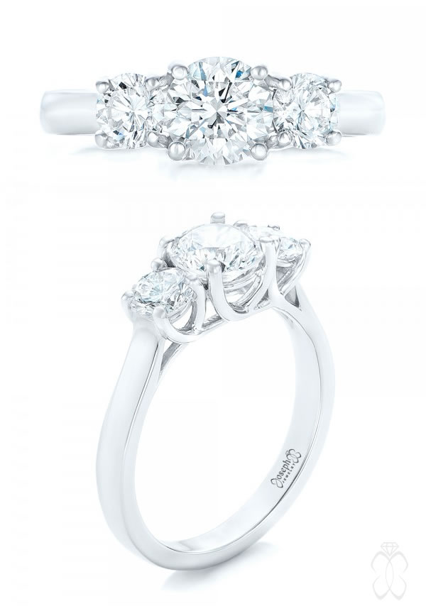 Joseph Jewelry Custom Three Stone Diamond Engagement Ring