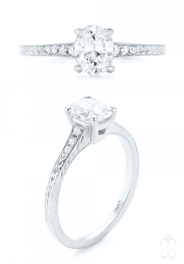 Joseph Jewelry Custom Hand Engraved Diamond Engagement Ring