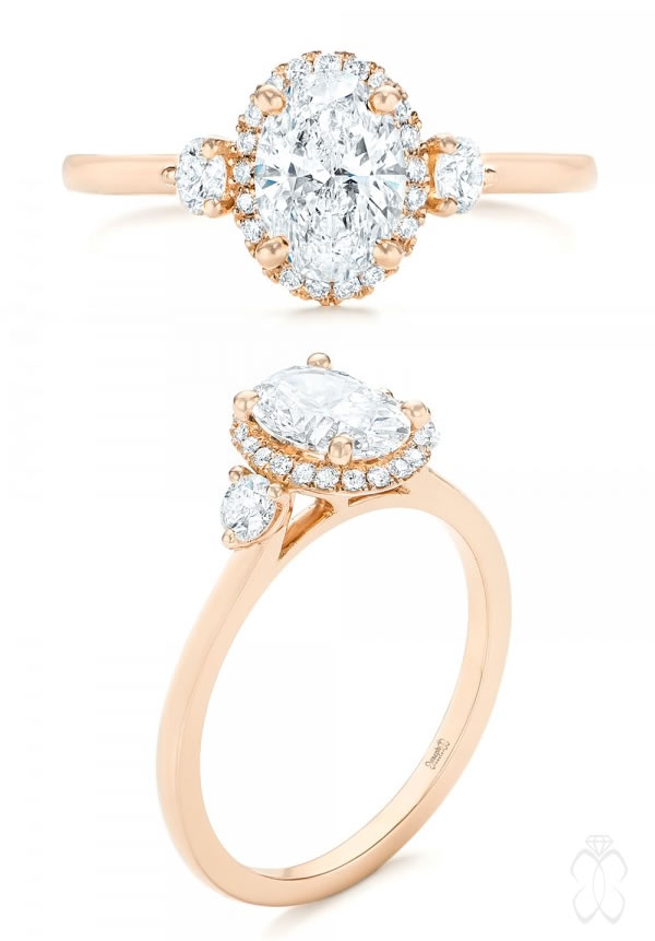 Joseph Jewelry Custom Rose Gold and Diamond Halo Engagement Ring