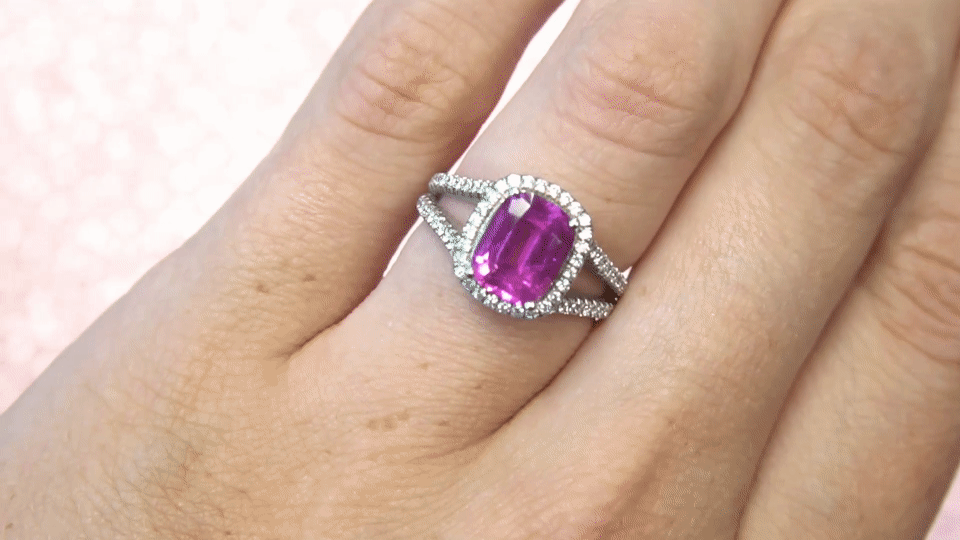 2.4 Carat Pink Sapphire Diamond Halo Engagement Ring Joseph Jewelry