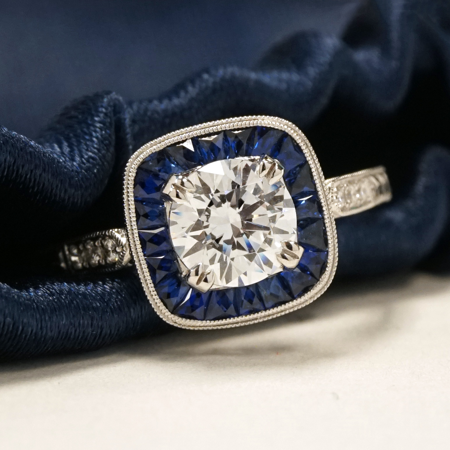Custom Sapphire Diamond Engagement Ring Joseph Jewelry