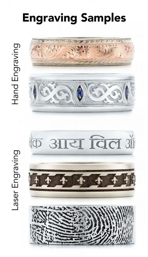 Mens Wedding Ring Hand and Laser Engraving Samples