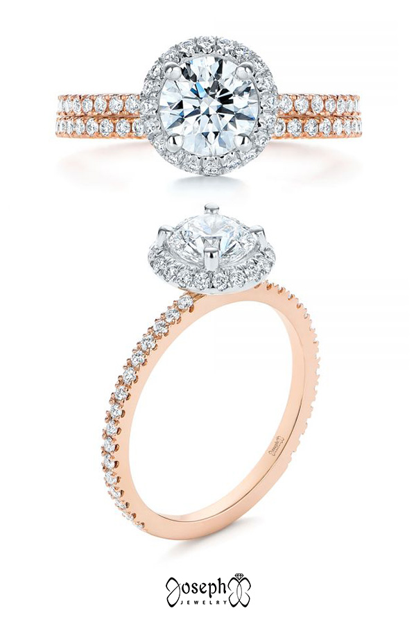 Two-tone Halo Diamond Engagement Ring