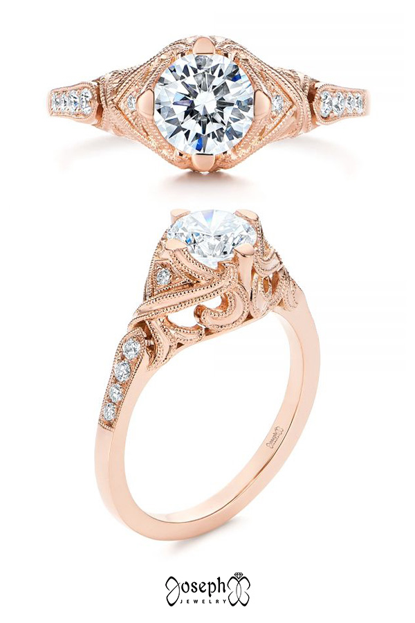14k Rose Gold Vintage-inspired Diamond Engagement Ring