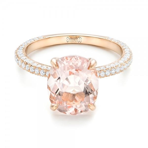 Custom Morganite and Pave Diamond Engagement Ring Joseph Jewelry