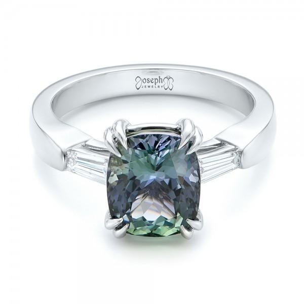Custom Three Stone Zoisite and Diamond Engagement Ring Joseph Jewelry
